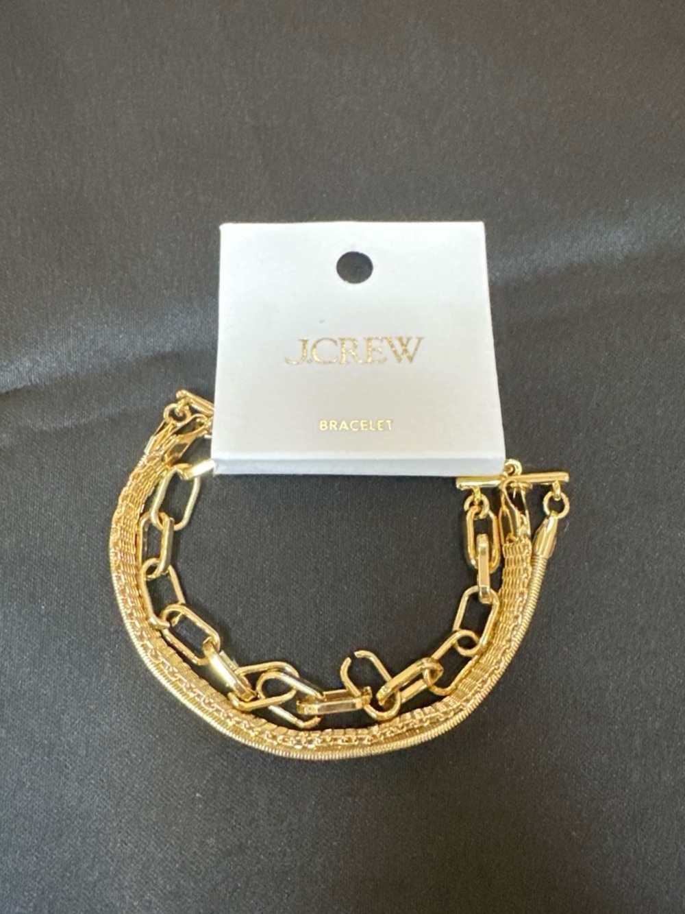 J. Crew Gold Layered Chain Toggle Bracelet